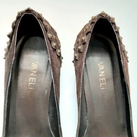 VANELI Studded Brown Suede Chunky Heel Sz 7.5 M - Picture 6 of 11